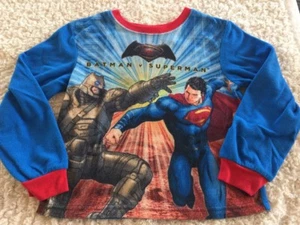 Batman Vs Superman Boys Red Blue Fleece Long Sleeve Pajama Shirt 8 - Picture 1 of 6