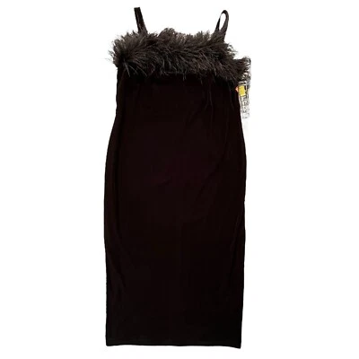 Vestido de noche sin mangas Alex Evenings para mujer 18 W negro terciopelo plumas de avestruz Foto 1 de 4