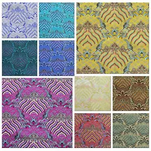 Faux Silk Brocade (Cloud Paradise) Jacquard Damask Kimono Fabric Material BL1 - Picture 1 of 47