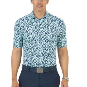 IBKUL Short Sleeve Polo Shirt in Kaleidoscope Mint/Ink Size XXL - Picture 1 of 8