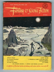 August 1952 Magazine of FANTASY & SCIENCE FICTION! E. B. White! de Camp! Bester! - Picture 1 of 3