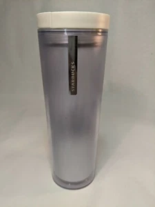 Starbucks 2013 Tumbler Travel Mug 16 oz Frosted White Clear Ombre Acrylic - Picture 1 of 8