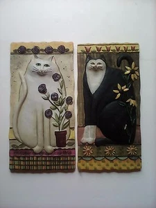 CERAMIC WALL ART ( FOUR PIECES - SUBJECT CATS) - Picture 1 of 2