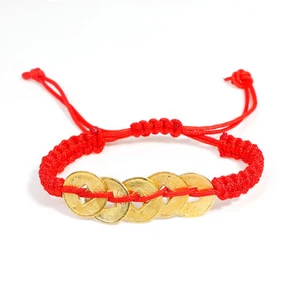 Gold Plated Copper Kabbalah Red String Braided Friendship Bracelet (B0089075) - Picture 1 of 3