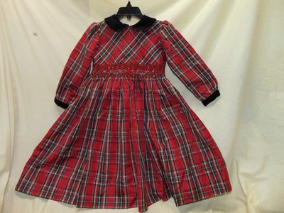 Vestido Vintage Niñas Pequeñas Talla 4 Años Rojo Navidad Cuadros Calado-Sarah Louis Foto 1 de 4