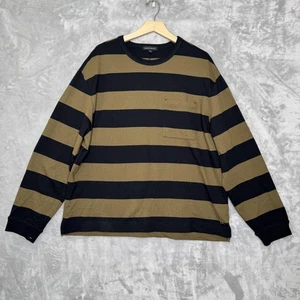 Banana Republic Sweater Mens XL Black Green Striped Heavy Jersey Cotton Bloke - Picture 1 of 9