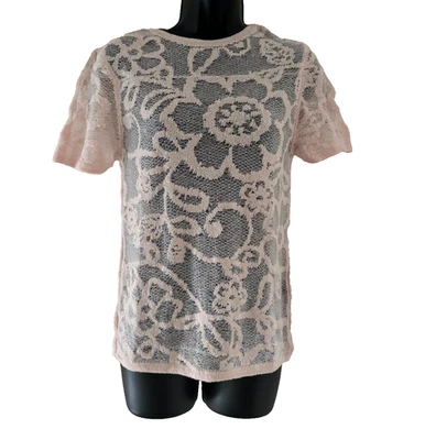 Nuevo con etiquetas Suéter Zara Para Mujer Talla Mediana Rosa Floral Mangas Cortas Ligero Transparente Foto 1 de 4