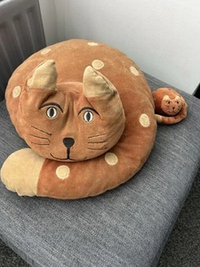 Rare 1998 Jellycat Cat Nap Brown Spots Cushion & Small Plush Vintage - Picture 1 of 9