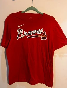 Nike Atlanta Braves T-Shirt Medium Red MLB Baseball Tee Swanson #7 Clean - Picture 1 of 5