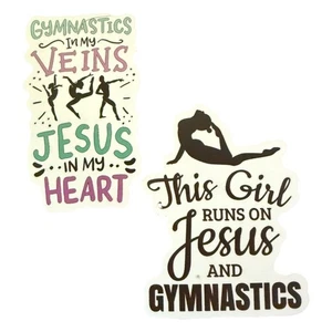 Gymnastics In My Veins Jesus In My Heart This Girl Runs On Jesus Stickers - Picture 1 of 3