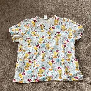 Christmas Looney Tunes Tweety Bird Scrub Top 2X - Picture 1 of 4