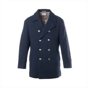 Brunello Cucinelli Wool Pea coat 50 Men's Navy Blue  MY4407008D - Picture 1 of 6