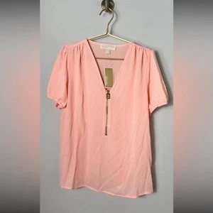 NUEVO CON ETIQUETAS MICHAEL Michael Kors Polvoriento Coral Etiqueta de Perro Camisa de Campamento Talla M - Imagen 1 de 9