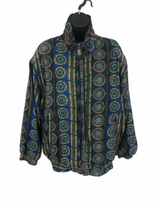VINTAGE UNISEX 100% SILK JACKET SIZE MANS MEDIUM -WOMANS LARGE MOTIF PRINT - Picture 1 of 9