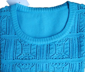 Pullover ohne Ärmel Gr. 42...Pullunder...Blau...Muster und Lochstickerei - Bild 1 von 3