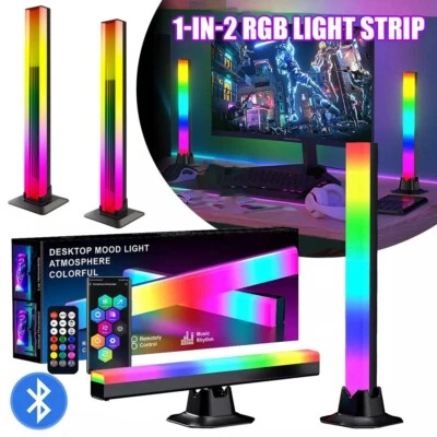 2x LED Lightbar RGB lampada da gioco ambiente luce bar retroilluminazione TV - Immagine 1 di 4