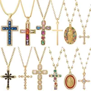 Collier Croix Jésus Acier Inoxydable Pendentif Homme Femme Bijoux Religieux Mode - Picture 1 of 39