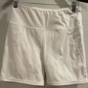 Pantalones Cortos SWEATY BETTY The Power Para Mujer PEQUEÑOS Bolsillos Elásticos Ropa Activa Blancos - Imagen 1 de 5