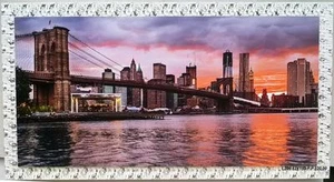 QUADRO PONTE DI BROOKLYN NEW YORK CORNICE BIANCO ARGENTO ARREDO CASA SALOTTO - Picture 1 of 1