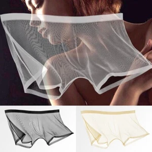 Boxer homme sexy transparent transparent transparent sous vêtement maille short malles caleçon + - Photo 1/22