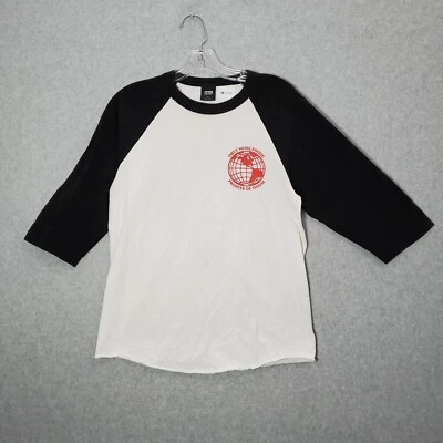 Obey Women Top Small White T-Shirt Logo Profits Of Doom Baseball Skate Y2K READ - Image 1 of 4