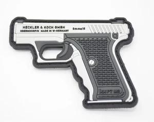 HECKLER & KOCH HK P7M8 SILVER PISTOL LOGO PATCH PVC HOOK/LOOP BACKING P7PSP - Picture 1 of 5