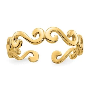 14k Yellow Gold Swirl Toe Ring Gold Toe Ring for Summer Beach - Picture 1 of 6