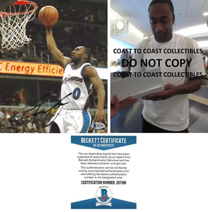 Gilbert Arenas signed Washington Wizards basketball 8x10 photo proof,Beckett COA - Picture 1 of 4