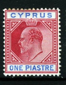 CYPRUS King Edward VII 1903 1 Piastre Carmine & Blue SG 52 MINT - Picture 1 of 2