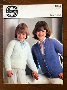 Sirdar 4344 knitting pattern child mohair raglan cardigan with round or v-neck - Picture 1 of 2