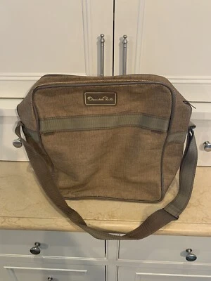 Bolso de hombro de viaje Oscar de la Renta vintage años 70 caqui tweed para hombre usado en excelente estado Foto 1 de 2