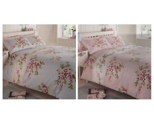 Floral Duvet Cover Pillowcase Set Chintz Soft Flannelette Super King Quilt Bed - Imagen 1 de 5