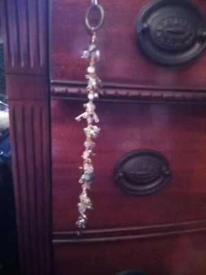 ÚNICO Bolso de Mano con Cuentas Bolso Joyería Dije Personalizado Llavero Cartera Brillante Tono Dorado Rosa  Foto 1 de 4