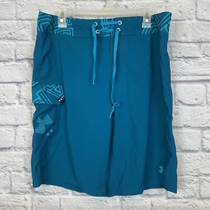 Under Armour Men Heat Gear Mania Water Swim Trunks Blue Board Cargo Shorts UA 34 - Picture 1 of 8