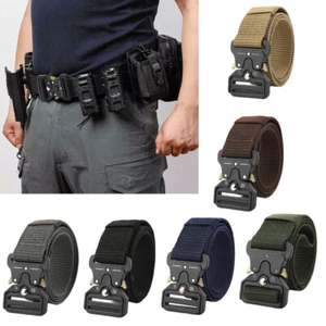 Men Quick Release Tactical Belt Army Webbing Work Military Waistbelt Gifts - Picture 1 of 16