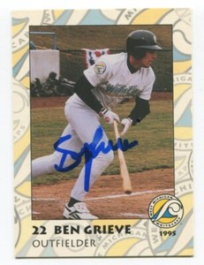 1995 West Michigan Whitecaps Ben Grieve Signed Baseball Card Autograph AUTO #22