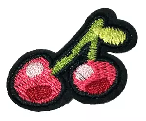 Patch Sew On Iron On Embroidered Clothing Hats Jackets Coat Fruit Cherries A229 - Picture 1 of 3