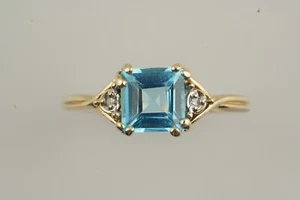 Perfect timeless blue topaz & Diamond Ring 9ct - Picture 1 of 7