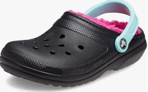 Crocs Unisex Adult Classic Lined Clog Black/Pink Faux Fur Lining NWT - M9 / W11 - Picture 1 of 12