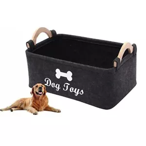 Pet Toy Storage Basket Dog Toy Bin Box Felt Foldable Pet Toy Organizer US - Picture 1 of 8