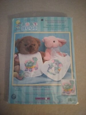Dimensions Baby Hugs Cute Baby quilted Bibs Cross Stitch Kit #72725 Turtle Mouse - Image 1 of 2
