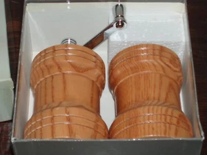 OLDE THOMPSON Oak Pepper Mill & Salt Shaker CAMBRIDGE 3565-36-0-0 NEW IN BOX - Picture 1 of 5