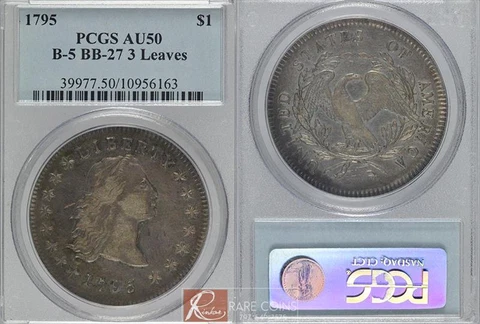 1795 B-5 BB-27 3 Leaves PCGS $1 AU-50 Cover