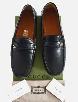 🆕️MOCASÍN DE CONDUCTOR GUCCI QUENTIN Horsebit de cuero negro 9 US-9.5 Foto 1 de 4