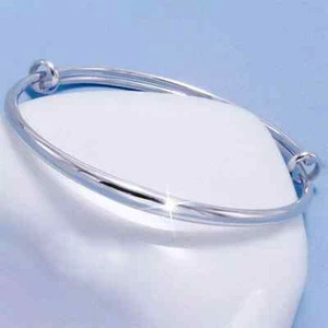 Pure Platinum 950 Bangle Women Lucky 2.8mm Smooth Glossy Adjust Bracelet 11.75g - Picture 1 of 2