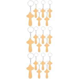 3 Count Anneau De Clé Croisée En Bois Manquer Les Amoureux Pendentif Trousseau - Photo 1/12