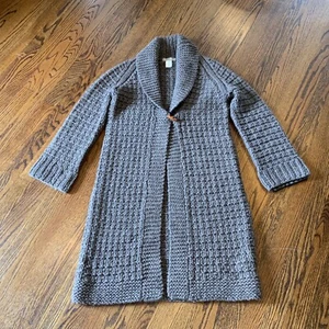 J. Crew Duster Cardigan Sweater Chunky Knit Sz M 100% Lambswool Toggle Button - Picture 1 of 9
