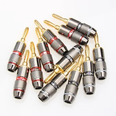 4/8/12PCS Gold Plated Banana Plug Zinc Alloy for Monster Speaker Male Connectors - Image 1 of 4