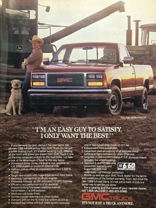 GMC Sierra 1988 camioneta pickup tamaño completo combinación de campo granjero perro anuncio impreso 1987 - Imagen 1 de 4