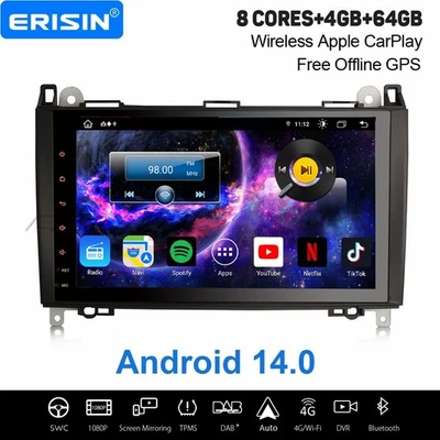 9" Android 14 Autoradio GPS Mercedes A/B Klasse W169 Sprinter Viano Vito Crafter - Bild 1 von 4
